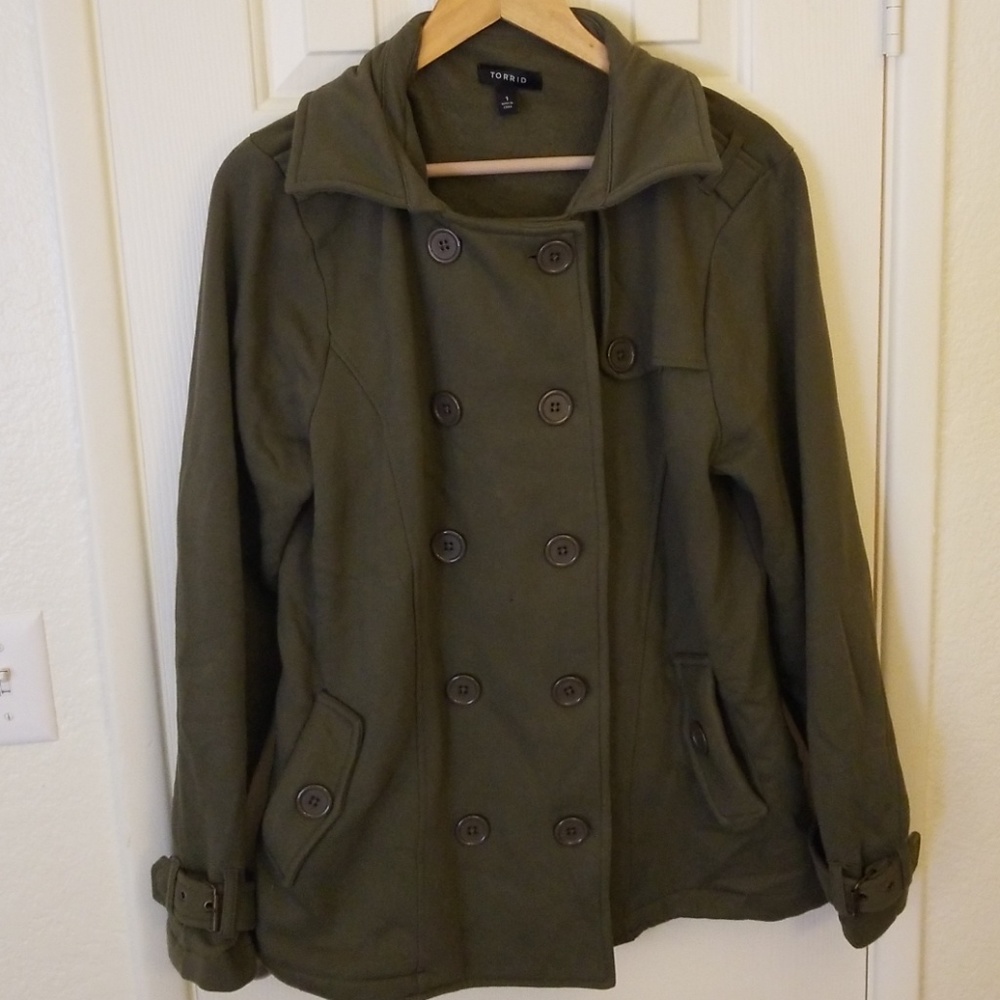 Green Torrid Pea Coat Style Jacket
